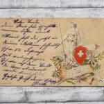 AK Helvetia Schweiz Wappen St. Jacob Prägedruck Edelweiss Postkarte Vintage Deko