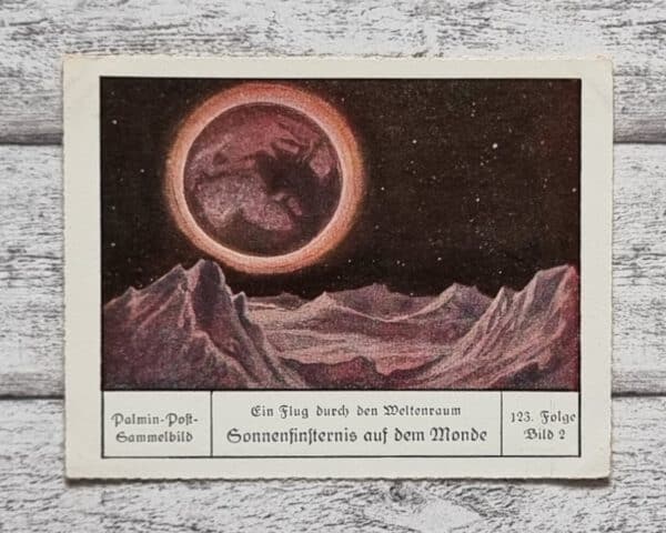 Sonnenfinsternis Monde Flug Weltenraum Palmin Post Sammelbild 123 Werbung alt