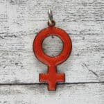 1970er Jahre Venus Emaille Kettenanhänger rot Mode Vintage Hippie Frau Planet