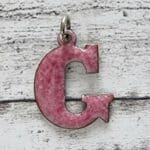 1970er Vintage Buchstabe Anhänger G rosa Emaille Geschenk Mode Retro Name Taufe