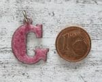 1970er Vintage Buchstabe Anhänger G rosa Emaille Geschenk Mode Retro Name Taufe – Bild 3