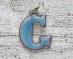 1970er Vintage Buchstabe Anhänger G blau Emaille Geschenk Mode Retro Name Taufe