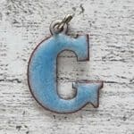 1970er Vintage Buchstabe Anhänger G blau Emaille Geschenk Mode Retro Name Taufe
