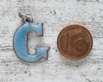 1970er Vintage Buchstabe Anhänger G blau Emaille Geschenk Mode Retro Name Taufe – Bild 3
