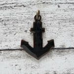 1970er Vintage Kettenanhänger Emaille Anker schwarz maritim Geschenk Mode Retro