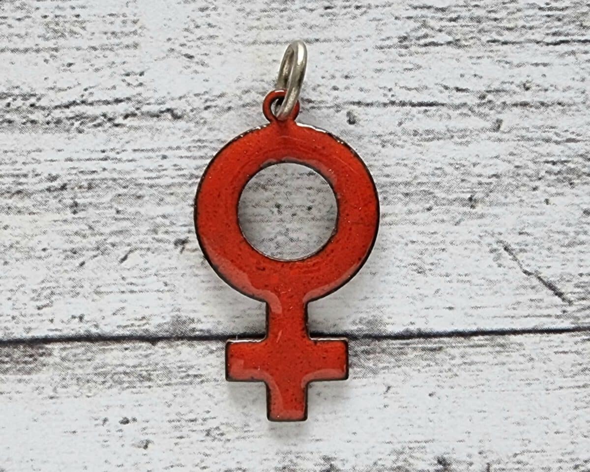 Kettenanhänger Venus Emaille rot 1970er Mode Vintage Planet Geschenk Weiblich – Bild 2