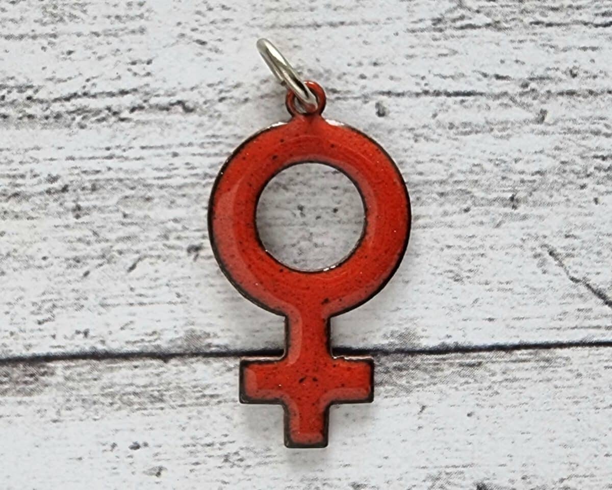 Vintage Kettenanhänger Venus Emaille rot 1970er Planet Geschenk Stil Mode Retro – Bild 2