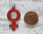 Vintage Kettenanhänger Venus Emaille rot 1970er Planet Geschenk Stil Mode Retro