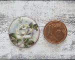 Emaille Kreis Rose weiß Blume Vintage 1970er Geschenk alt Kreativ DIY süß Retro