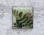 Vintage Emaille Quadrat Farn grün Natur Deko 1970er Kreativ DIY Geschenk Retro – Bild 2