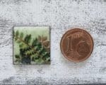 Vintage Emaille Quadrat Farn grün Natur Deko 1970er Kreativ DIY Geschenk Retro