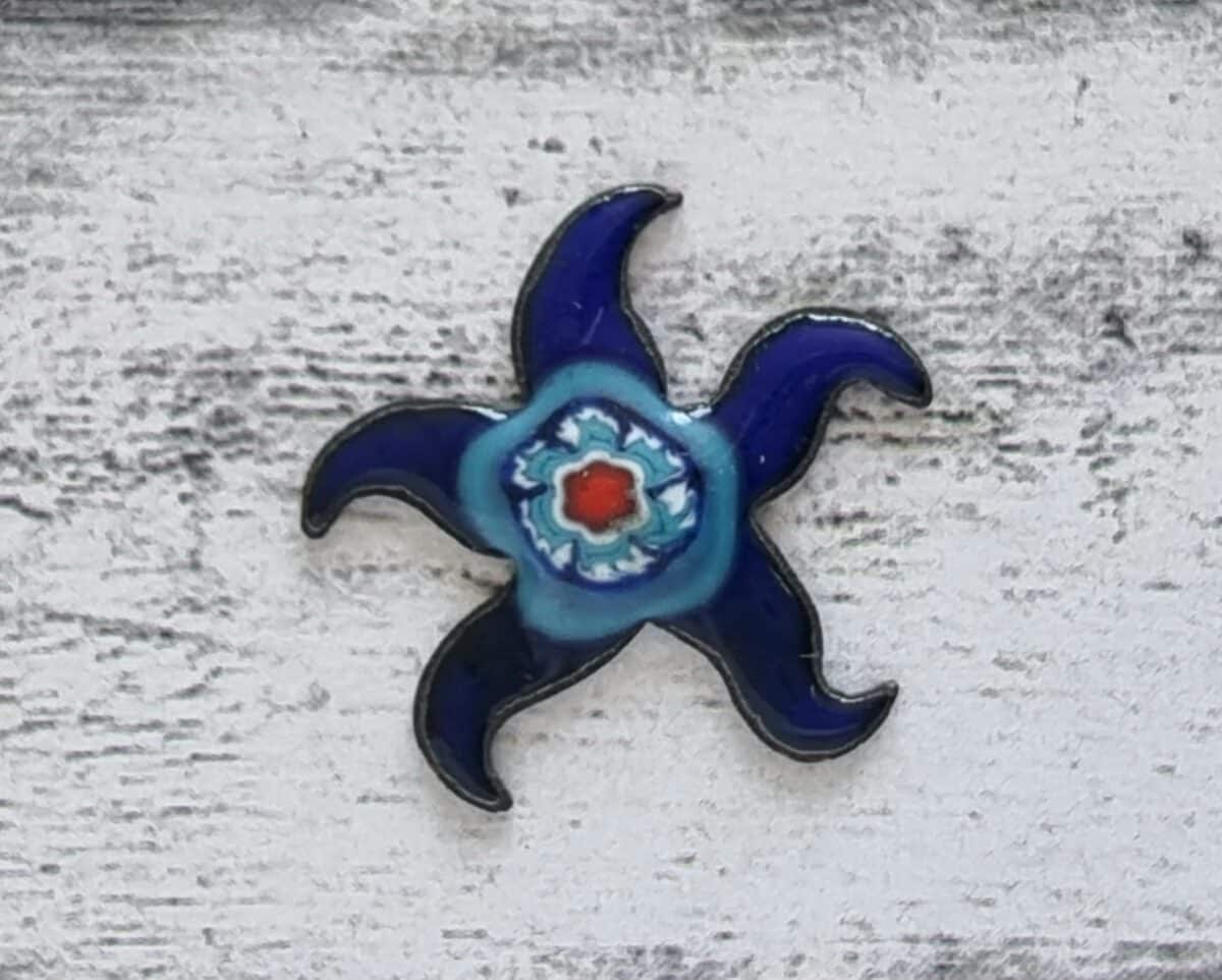 Emaille Seestern blau Millefiori Murano Vintage 1970er Geschenk Kreativ DIY Deko – Bild 2