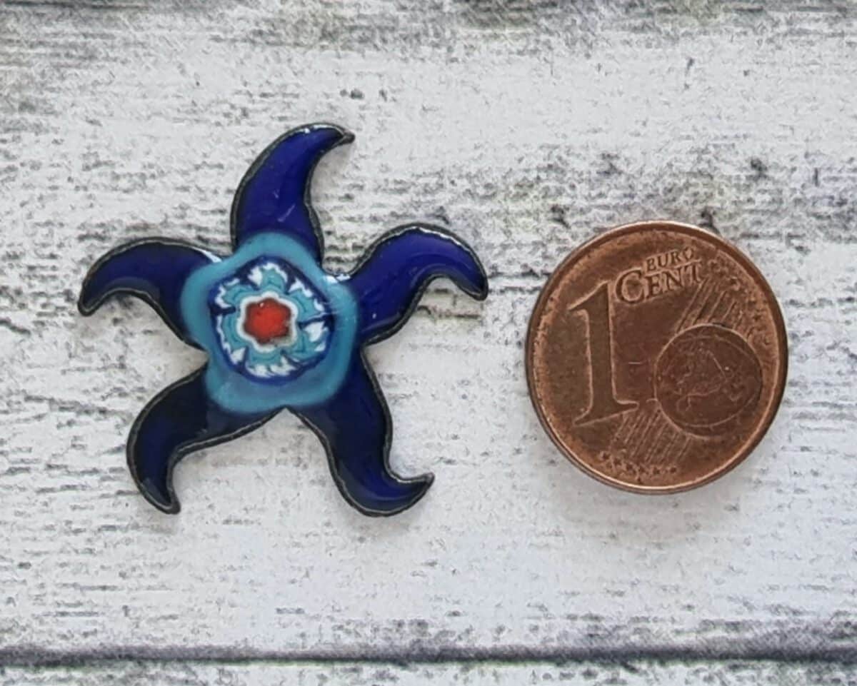 Emaille Seestern blau Millefiori Murano Vintage 1970er Geschenk Kreativ DIY Deko – Bild 1