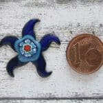 Emaille Seestern blau Millefiori Murano Vintage 1970er Geschenk Kreativ DIY Deko