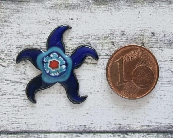 Emaille Seestern blau Millefiori Murano Vintage 1970er Geschenk Kreativ DIY Deko
