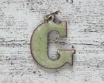 1970er Vintage Buchstabe Anhänger G grün Emaille Geschenk Mode Retro Name Taufe