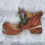 1970er Emaille Anhänger Vintage Schuh Blüte Mohn rot Blume Schmuck Geschenk süß