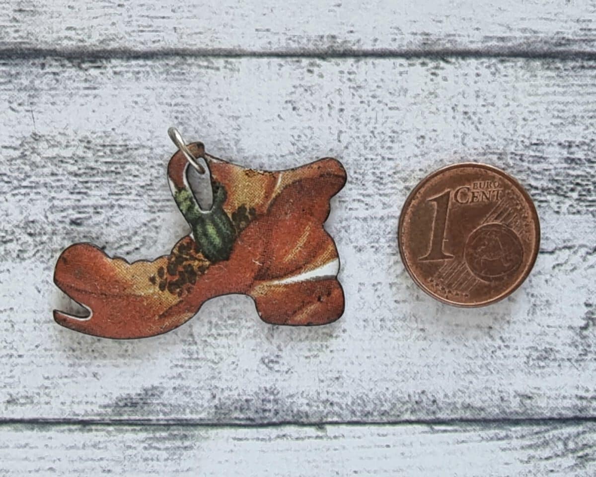 1970er Emaille Anhänger Vintage Schuh Blüte Mohn rot Blume Schmuck Geschenk süß – Bild 3